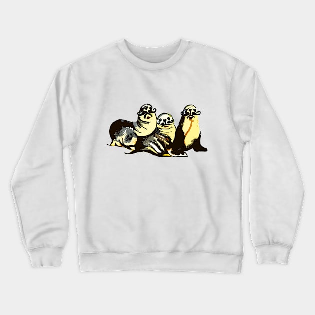 Seal family with moustaches Crewneck Sweatshirt by drknice